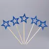 Decoração de bolo de aniversário infantil, bandeirinha para inserir, algodão doce, estrela de cinco pontas, conjunto de layout de cena de amor