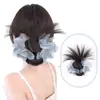 Flor de Tinta Pena Coque Grampo de Cabelo Coque Fofo Atmosfera Coque Baixo Postiço Nuca Peruca Elástico de Cabelo