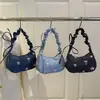 Bolso de Hombro de Gran Capacidad Bolso de Axila Floral Fruncido Nuevo 2025 Bolso de Mano de Nicho Bolso Dulce con Cordón para Viajes