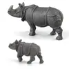 Juego de 2 Figuras Realistas de Rinoceronte Indio  Figuras de Animales Rinoceronte de Plástico PVC para Niños Juguetes Educativos Decoraciones 214 cm Modelos de Mamíferos Salvajes para