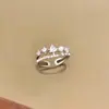 Anillo Abierto de Zirconia Corazón Perla Estrella Fugaz, Anillo Minimalista Único para Dedo Índice, Joyería Versátil de Gama Alta de Nicho para Mujeres