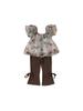 Envío Gratis Ropa Infantil Conjunto de Verano Niños Camisa de Muñeca Flor Rosa Conjunto Retro de Dos Piezas Pantalones de Campana para Niñas Atuendo de Moda