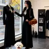 Vestido de Punto con Solapa Estilo Coreano para Mujer 2026 Primavera Nuevo Adelgazante de Gama Alta Diseño Holgado Vestido Largo