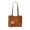 Bolsa de Ante Flocado para Mujer 2026 Nuevo Otoño Retro Gorpcore Bolso Tote para el Trabajo Gran Capacidad Bolso de Hombro Único Tipo Cubo