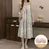 Pijama de Algodón Nube para Mujer en Verano con Almohadillas para el Pecho, Camisón de Tirantes Floral Estilo Princesa Dulce, Estilo Delgado que se Puede Usar Afuera como Ropa de Casa