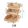 Cesta de Frutas de Bambu para Mesa Transfronteiriça, Cesta de Legumes, Suporte de Armazenamento de Duas Camadas, Suporte de Drenagem de Armazenamento Multifuncional de Bambu e Madeira de Três Camadas