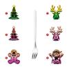 Juego de Vajilla Navideña Transfronteriza Creativo de Dibujos Animados Papá Noel Cuchara Tenedor para Vacaciones Juego de Caja de Regalo Cuchara de Postre de Acero Inoxidable