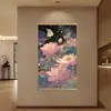 Pintura em Rolo Estilo Zen Chinês de Lótus, Pintura Decorativa de Lótus, Pintura de Parede para Boa Sorte, Adequada para Entrada de Casa, Sala de Estar, Corredor