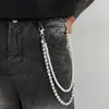 Calça de Corrente com Pérolas Wrap Europeia e Americana High Street Masculina Tendência de Hip-Hop de Alto Padrão Nicho Masculino Pingente de Corrente para Cintura Masculina Destacável