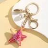 Creativo Vida Marina Colorido Halo Perla Estrella de Mar Llavero Colgante Lindo Colorido Estilo Océano Adorno de Estrella
