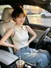 Colete sem mangas off-white de caimento justo com gola polo para mulheres, peça externa de verão, novo modelo 2026, top único e bonito para usar na praia