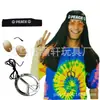Conjunto Hippie Anos 60 Óculos Faixa de Cabeça Colar com Pingente de Paz Conjunto Conjunto para Carnaval Baile de Formatura