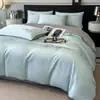 Conjunto de Quatro Peças de Verão Seda Gelo, Luxo Leve, Dormir Nu Sedoso, Roupa de Cama Bordada Seda Lavada, Lençóis e Capa de Edredom para Dormitório, Conjunto de Três Peças