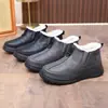 Novedad de Invierno Botas de Algodón Grueso Forradas de Polar para Hombre Calientes de Lana de Oveja Impermeables Antideslizantes Botas de Nieve Cómodas Zapatos de Algodón para Personas de Mediana Edad y Mayores