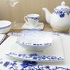 Vajilla de hotel, restaurante, caja de cerámica, vajilla de encimera, vajilla de porcelana azul y blanca, juego de platos, cuencos y cucharas.