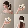 Pinza de Plátano con Lazo de Doble Cara Estilo Coreano para Mujer, Pinza de Cola de Caballo de Alta Gama, Pinza Vertical para Cabello Semirecogido, Pinza de Garra, Flor para el Cabello, Pinza para el Cabello, Accesorios para el Cabello