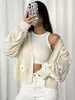Moda Transfronteriza Europea y Americana para Mujer Otoño e Invierno Nuevo Suéter Abrigo Floral Tridimensional Dulce, Cárdigan Corto de Punto Holgado para Mujer, Moderno