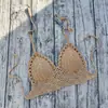 AliExpress Wish Ebay Maiô de Crochê Feito à Mão com Bojo Top de Biquíni Maiô Costas Nuas