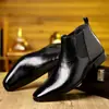 Botas Britânicas de Bico Fino Transfronteiriças Couro Macio Respirável Padrão Lichia Sapatos de Cano Curto Masculinos Coreanos Casuais Slip-on Chelsea