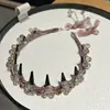 Diadema de Cristal Coreano con Dientes de Lujo Ligero Totalmente Cubierta de Diamantes Accesorio para el Cabello Simple Elegante Retro Versátil Diadema Fina Pasador Accesorio para el Cabello de Mujer