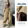 5744 Pantalones Cargo Casuales de Pierna Ancha Ajustados Multibolsillos Versátiles Estilo Retro Americano Inspirado en el Diseño Chica Picante Cimitarra Regular