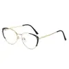 Nuevas Gafas de Ojo de Gato Transfronterizas, Montura de Gafas Retro de Moda con Filtro de Luz Azul, Gafas Metálicas Transparentes de Moda para Influencers de Maquillaje, Gafas para Mujer sin Graduación