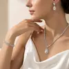 Conjunto de Dos Piezas de Collar y Pendientes con Borlas de Gota de Agua Incrustadas de Diamantes, Moda Europea y Americana, Cadena para Clavícula Estilo Lujo Ligero, Collar de Gama Alta para Mujer