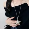 Colar Coração Flor Estrela Design de Nicho Feminino Corrente Longa para Clavícula Acessórios com Pingente Corrente para Pescoço Halter Y2K