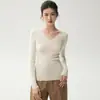 26 Hilo Yangzi nuevo, de hilado fino, calibre 18, 48 hilos, 100% lana, cuello en V, corte ajustado, sin costuras, prenda base de punto de una sola pieza