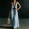 Roupas de vestuário feminino para comércio exterior, vestido de praia sexy europeu e americano sem mangas e com decote em V, vestido casual de viagem, gentil, elegante e de alta qualidade