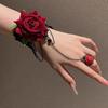 Diablo Punk Rosa Encaje Anillo Muñeca Vintage Gótico Accesorios Pulsera Lolita Guantes de Mano
