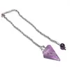 Cone Hexagonal Cristal Rosa Olho de Tigre Pêndulo Ágata Natural Pedra Preciosa Cone Pingente DIY Pingente de Cristal