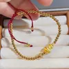 Anillo Corredor Antiguo con Cuentas Cepilladas Pulsera de Calabaza Pequeña Joyería de Mano para Mujer Estilo Ins Lujo Ligero Sentido de Alta Gama Distintiva Todas las Combinaciones
