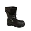 Nuevas botas de montar para mujer de moda, hasta la pantorrilla, adelgazantes con hebilla, tacón grueso, estilo vintage 2026, caña ancha y plisada
