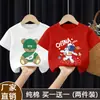 Tops Versátiles de Algodón Puro para Niños, Nuevo Estilo de Verano, Camisetas para Niños Talla Mediana y Grande con Estampados de Dibujos Animados, Camisetas Casuales Transpirables de Manga Corta para Niños