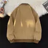 Chaqueta de trabajo bordada retro estilo japonés para hombres y mujeres, corte holgado, adecuada para parejas, con cuello de solapa, adecuada para otoño e invierno, prenda exterior de primavera con múltiples bolsillos