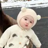 Touca de Bebê Inverno Lã Fofa Estilo Coreano Super Fofa Acolchoada Quente Tricô Proteção de Orelha Touca à Prova de Vento para Recém-nascido