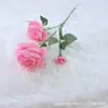 3 flores de peonía artificiales, flores falsas, decoraciones para sala de estar, flores de seda, ramo de flores de un solo tallo para bodas, arreglos florales, decoración de dormitorio y comedor