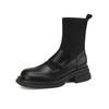 Estilo preppy con abrigo de piel de vaca costura de punto calcetines tipo Mary Jane botas 2022 invierno gruesas tacón medio punta redonda elásticas botas cortas para mujer