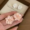 Brincos de Prata S925 com Agulha de Cristal e Flor Degradê Novo Estilo Fada Leve Luxo Tendência da Internet Mesmo Estilo Brincos de Moda de Celebridade