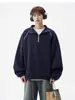 Moletom masculino com zíper parcial, nova coleção primavera/outono 2026, estilo retro americano, peso pesado, moderno, modelagem solta, casual, gola alta
