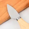 Cuchillo y tenedor para queso de acero inoxidable con mango de madera, juego de 4 piezas, mini cuchillo para mantequilla, cuchillo para pastel, cortador de mantequilla, juego de cuchillos para queso