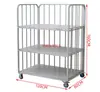 Fábrica de ropa pieza de corte material de coche carrito de transferencia rueda universal carrito manual carrito jaula taller almacenamiento con valla carrito multicapa