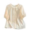 Venta de Liquidación de Boutique 2026 Camisa Bordada de Manga Corta Estilo Retro Francés para Mujer, Nueva Camisa Estilo Babydoll Ajustada