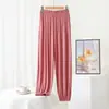 Pantalones bombachos de modal para mujer, primavera/verano, finos, holgados, casuales, deportivos, con cordón en el tobillo, a prueba de mosquitos, pantalones para práctica de yoga y danza