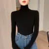Suéter de Tricô Feminino Outono e Inverno Gola Alta Suéter de Tricô Feminino Suéter de Tricô de Manga Longa Emagrecedor Suéter Transfronteiriço Feminino