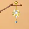 Venta Caliente Transfronteriza Colgante de Flor de Loto con Incrustaciones de Cobre y Zirconia Anillo para Ombligo Clavo para Ombligo Perforado de Acero Inoxidable al por Mayor en Stock Europeo y Americano