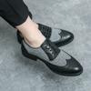 Comercio Exterior Talla Grande Moda Costura Zapatos de Vestir Oficina de Negocios Brogue Tallado Puntiagudos Zapatos de Cuero Zapatos de Novio para Boda