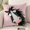 Almohada de Dibujos Animados Año del Caballo 2026 Felpa Corta Funda de Almohada Impresa por Ambos Lados Sin Relleno para Cojín de Sofá de Sala de Estar