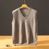 26 Nuevo Estilo Otoño/Invierno - Chaleco de Cachemira con Cuello en V para Hombre, Chaleco de Lana Amigable con la Piel, Suéter de Punto sin Mangas, Chal Cálido